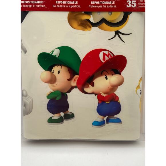 Super Mario Brothers Peel and Stick Wall Stickers 35 Removable Luigi Yoshi Peach - Picture 3 of 6